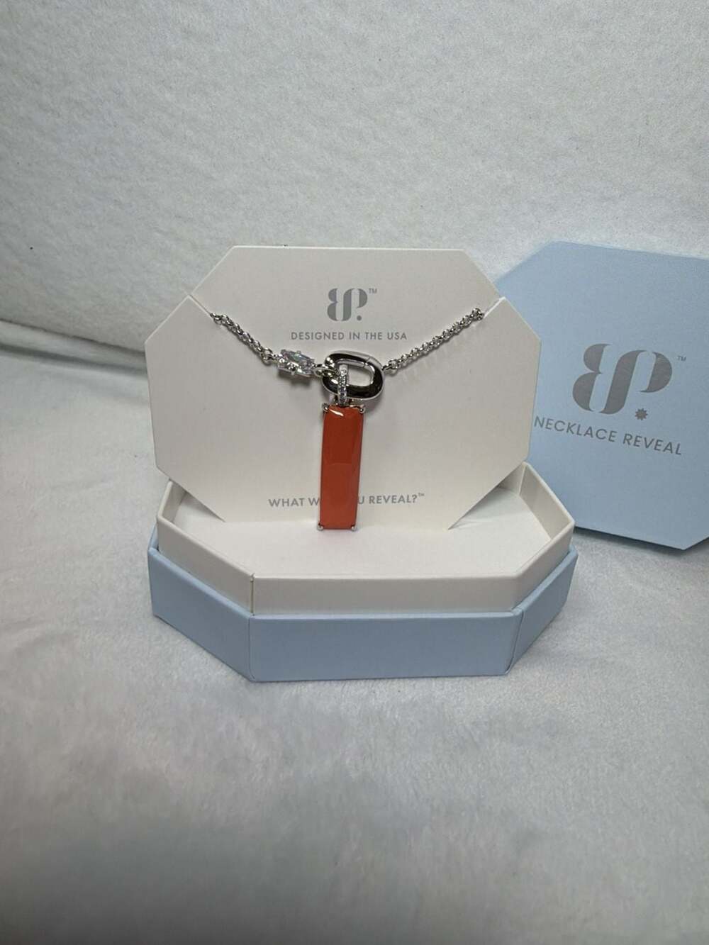BP Where Light Hangs Softly Carnelian Magnesite Necklace Rhodium
